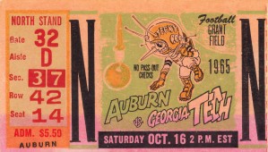 Georgia Tech Football Ticket Stubs 1965 College Football